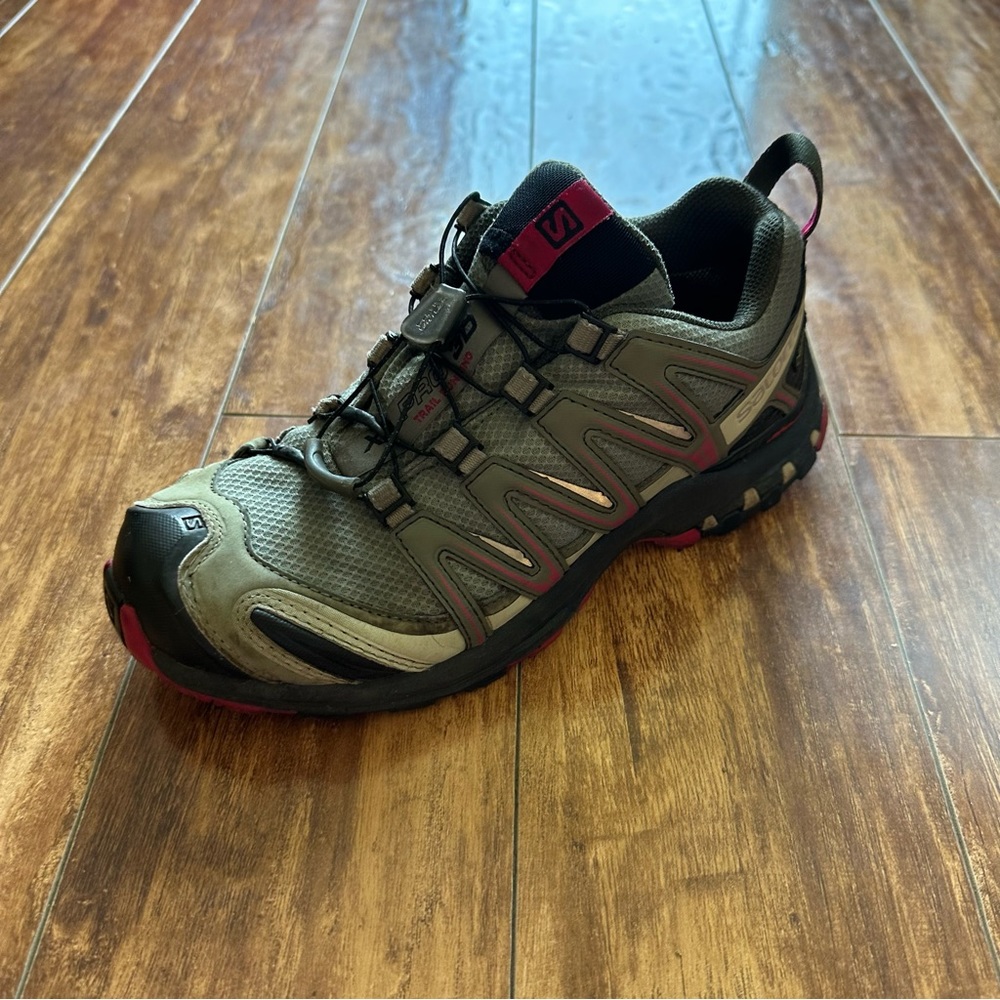 Salomon XA Pro 3D Trail Running Green Pink Shoes Size 6.5